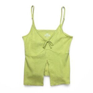 Hollister‎ Lime Green Ribbed Tie Tank Top Large Fairy-Core Y2K Fashion